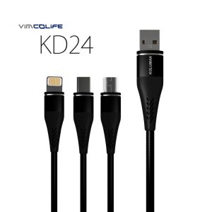 کابل تبدیل USB به لایتنینگ/microUSB/USB-C کلومن مدل KD-24
